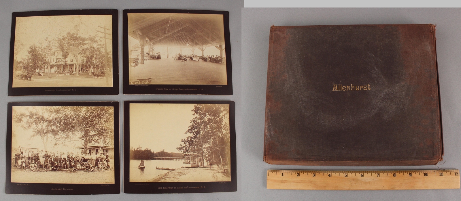 15 Lrg Antique Alfred S. Campbell Sepia Photographs Allenhurst Resort