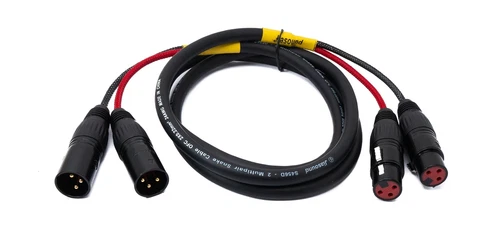 Audio Kabel 150 cm XLR 3 polig 2x Stecker zu 2x Buchse AUX Adapter in Schwarz