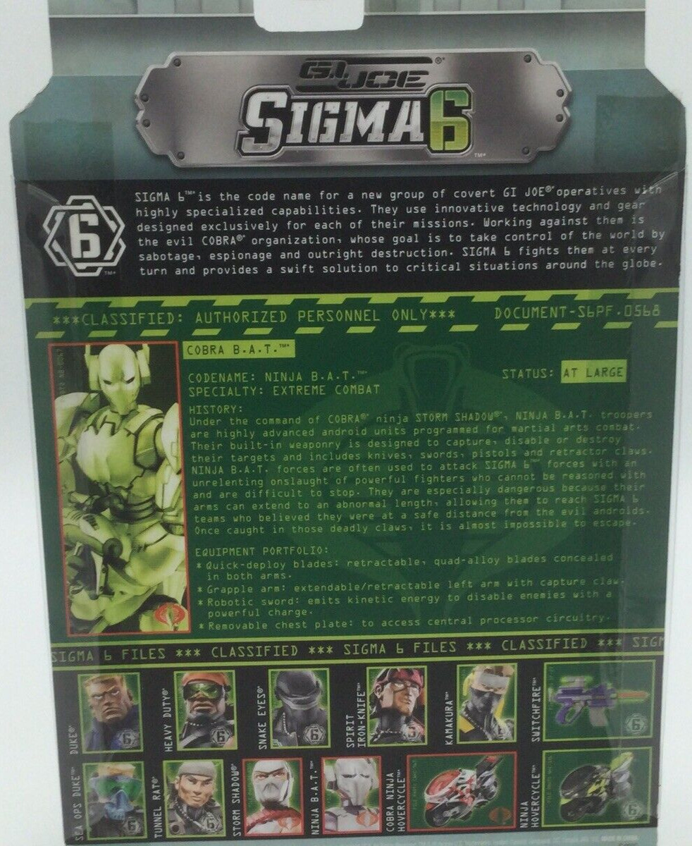 NEW G.I. Joe Sigma 6 Six Action Figure Ninja B.A.T. Hasbro 2005 NICE Free Ship!