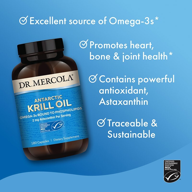 Dr. Mercola Antarctic Krill Oil Omega3 fats EPA and DHA Heart Immune