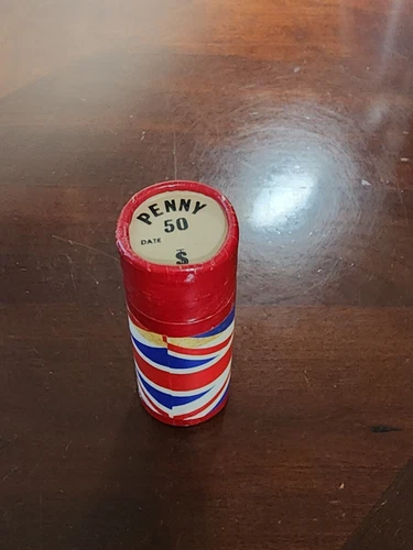 Original Roll Great Britain 1967 QEII Large Pennies, 50 UNC Coins per Roll