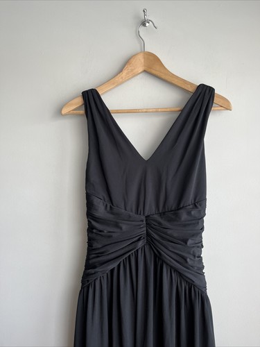 John Lewis Gather Waist Maxi Evening Dress, Black Slinky UK 12 BNWT RRP £169 - Picture 9 of 16