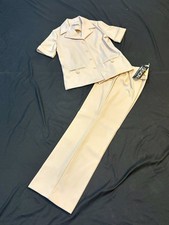 VTG 70s Devon Pantsuit NWT 2pc Pale Pink Polyester Knit Blazer Trousers Sz 12/10