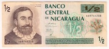 1990 Nicaragua 1/2 Cordoba 69744208 Paper Money Banknotes Currency