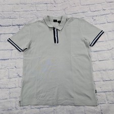 Boss Hugo Boss Polo Shirt Mens M Light Grey Striped Trim Pique Casual Designer Boss Hugo Boss Polo Shirt Mens M Light Grey Striped Trim Pique Casual Designer