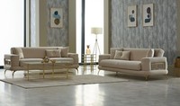 Luxus Sofagarnitur Dreisitzer Sofa Stoffsofa Polstersofa Beige 2Tlg