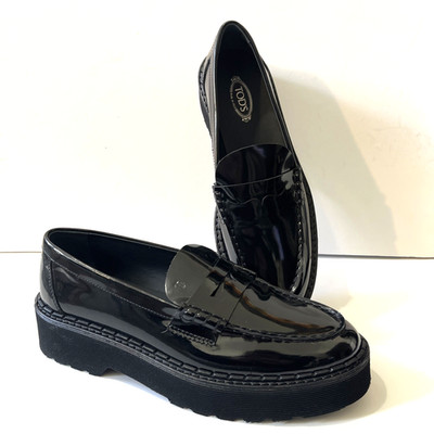 TOD'S Black Patent Leather Slip On Comfort Penny Loafer Low Heel Flats 41