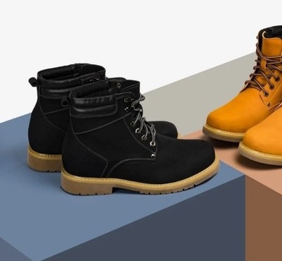 CALTO - K8820 - 3.2 Inches Taller (Nubuck Black) - Work Style Elevator Boot