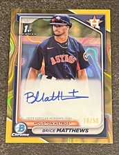 2024 Bowman Chrome Brice Matthews 1st GOLD LAVA REFRACTOR AUTO /50 Astros