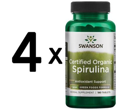 4 x Swanson Spirulina, Certified Organic - 180 tabs (116,64 EUR/kg)