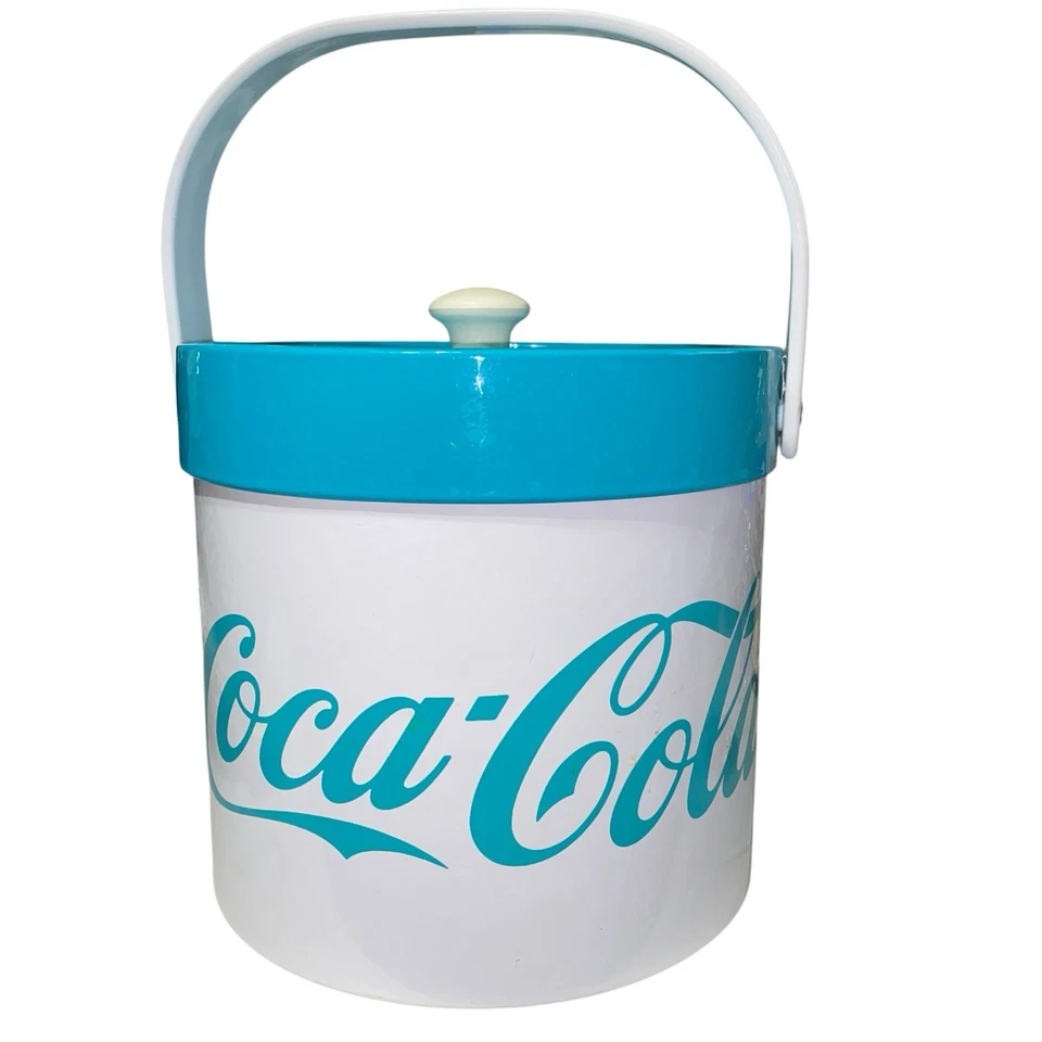 Cubo congelador de hielo Coca Cola vintage años 80 logotipo turquesa verde azulado de Coca Cola Foto 3 de 4