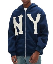 Unisex Letter Embroidery Trendy Hoodies Zip Up Casual Overszie Colorful Y2K Hip