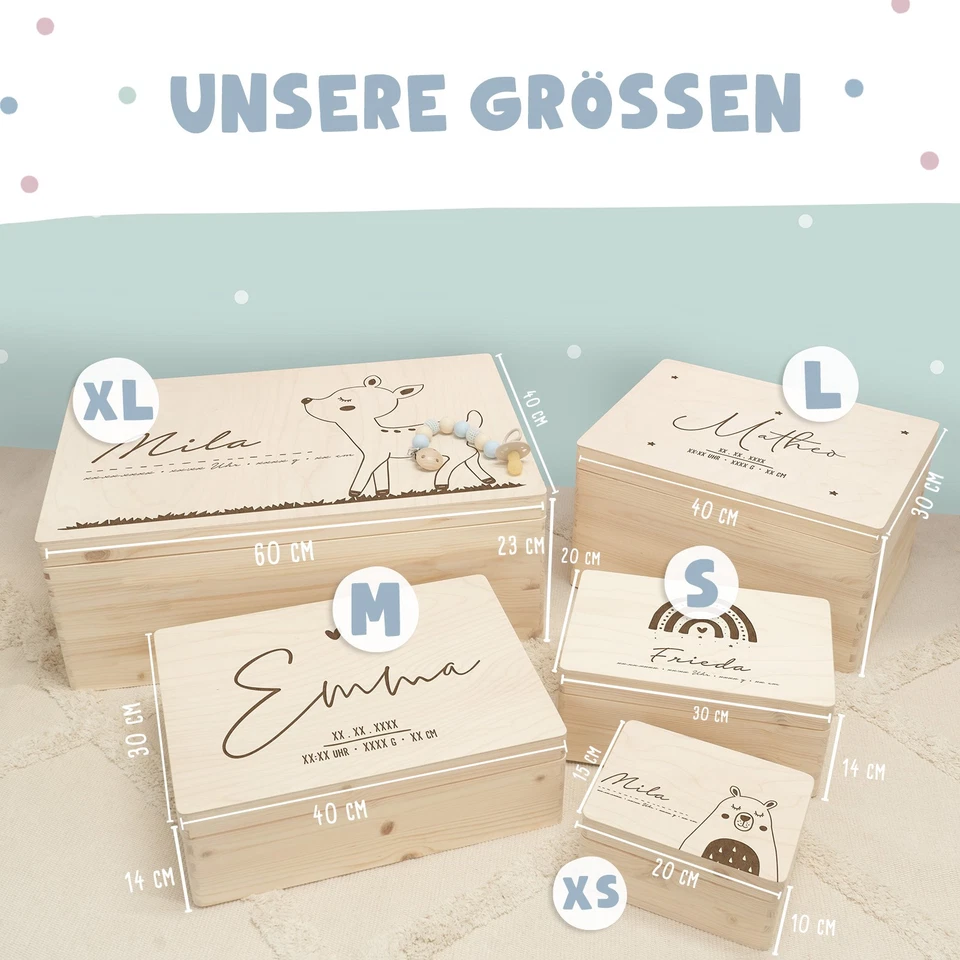 Erinnerungskiste aus Holz MEMORIES Erinnerungsbox Geschenk mit Wunschtext Gravur - Bild 3 von 4