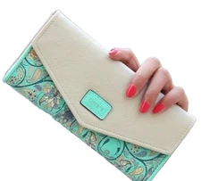Womens Leather Trifold Wallet Cash Card Holder Purse Clutch Envelope Bag Handbag