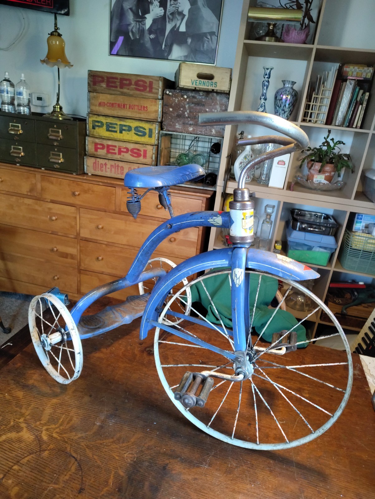 (Used) Vintage 1930s-40s Big Wheel Tricycle 18" Junior Toy Vehicles Spring Seat Big Kid (249.00 USD)