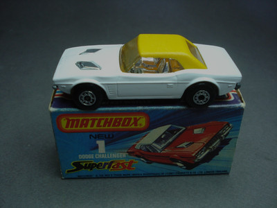 Matchbox lesney #1 DODGE CHALLENGER-WHITE/ORANGE ROOF/SMOOTH BASE'PREPRODUCTION'