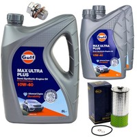 MotoröL Filter Set Gulf Max Ultra Plus 10W-40 7 Liter + Schraube FüR Mercedes T1