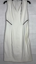 T Tahari Nala V-Neck White Midi Dress SZ 4 ANTIQUE FN14J626