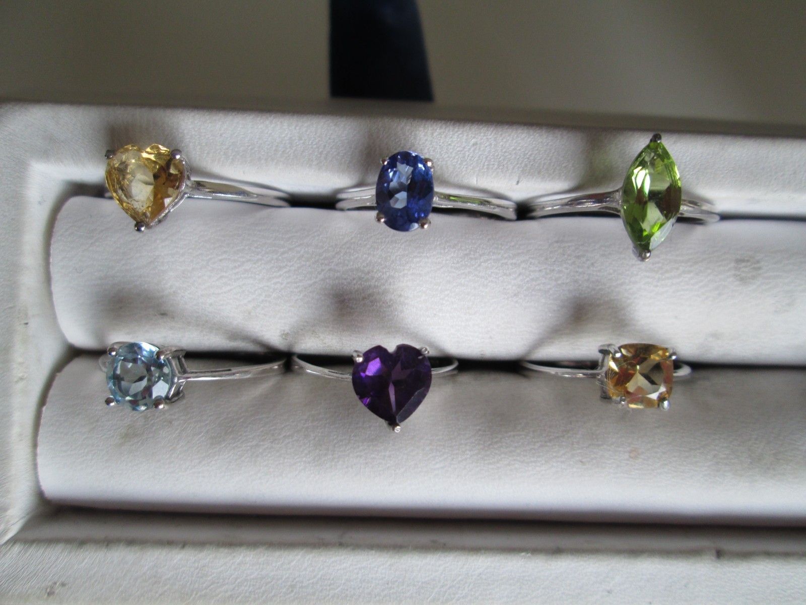 STERLING SILVER MULTI GEMSTONE STACKING RINGS SIZ… - image 1