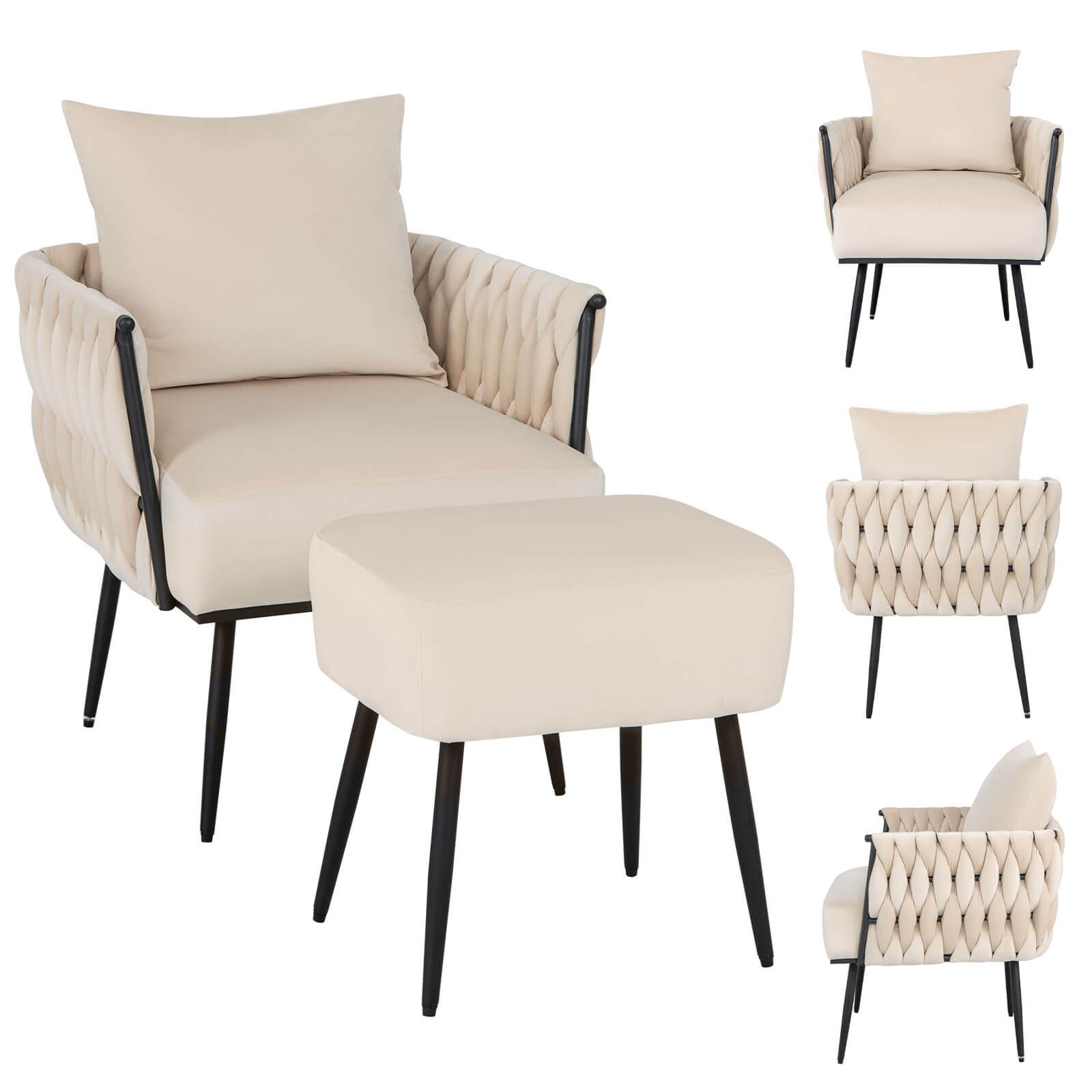And Ottoman Set Single Leisure Sofa Chair