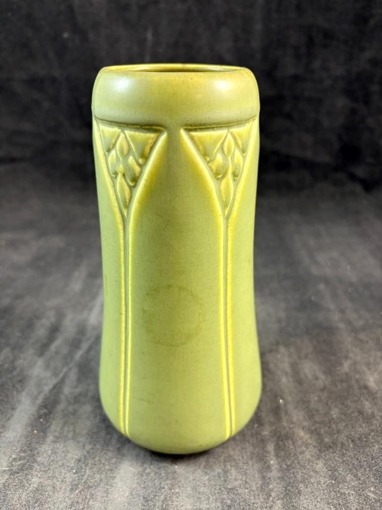 Rookwood Art Pottery Matte Olive Green Vase Shape 2320 Made in 1921 7.75 Inch