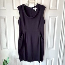 Ann Taylor Loft Size 14 Black Career Dress Pockets Exposed Zipper Women’s