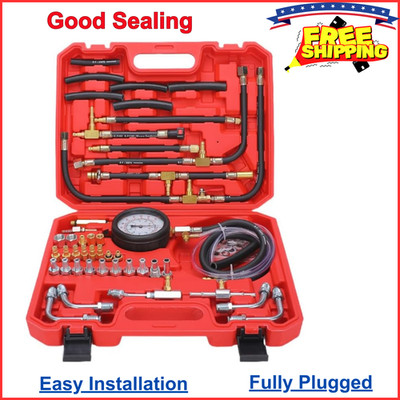 0-140 PSI Gasoline Fuel Injection Pressure Tester Gauge Tool Kits System Auto