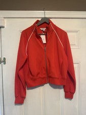 Spanx Air Essentials Jacket Women M Red White Colorblock Full Zip Track Knit