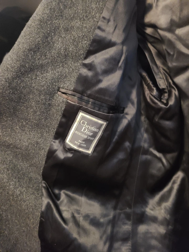 Vintage Christian Dior Monsieur Sport Wool Overcoat Top Coat Coat Charcoal Gray - Image 4 of 4