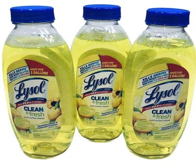 3 Lysol Antibacterial Cleaner Multi-Surface Kills 99.9% Bacteria Virus 10.75oz