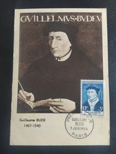 Carte Maximum 1er Jour 1956 Timbre Guillaume Budé N° 1066 Oblitéré Paris