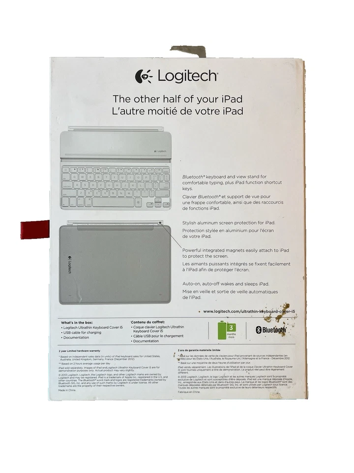 Logitech Ultrathin Keyboard Cover i5 for iPad Air – Bluetooth – unused in box - Image 3 of 4