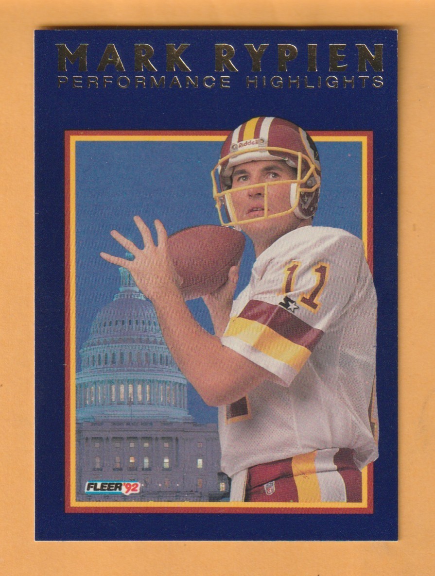 Mark Rypien Washington Redskins 1992 Fleer #9 QB Controversy Washington State