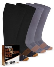Doctor's Select Copper Compression Socks Wide Calf Size XXL 2 Pairs 2030mmHg