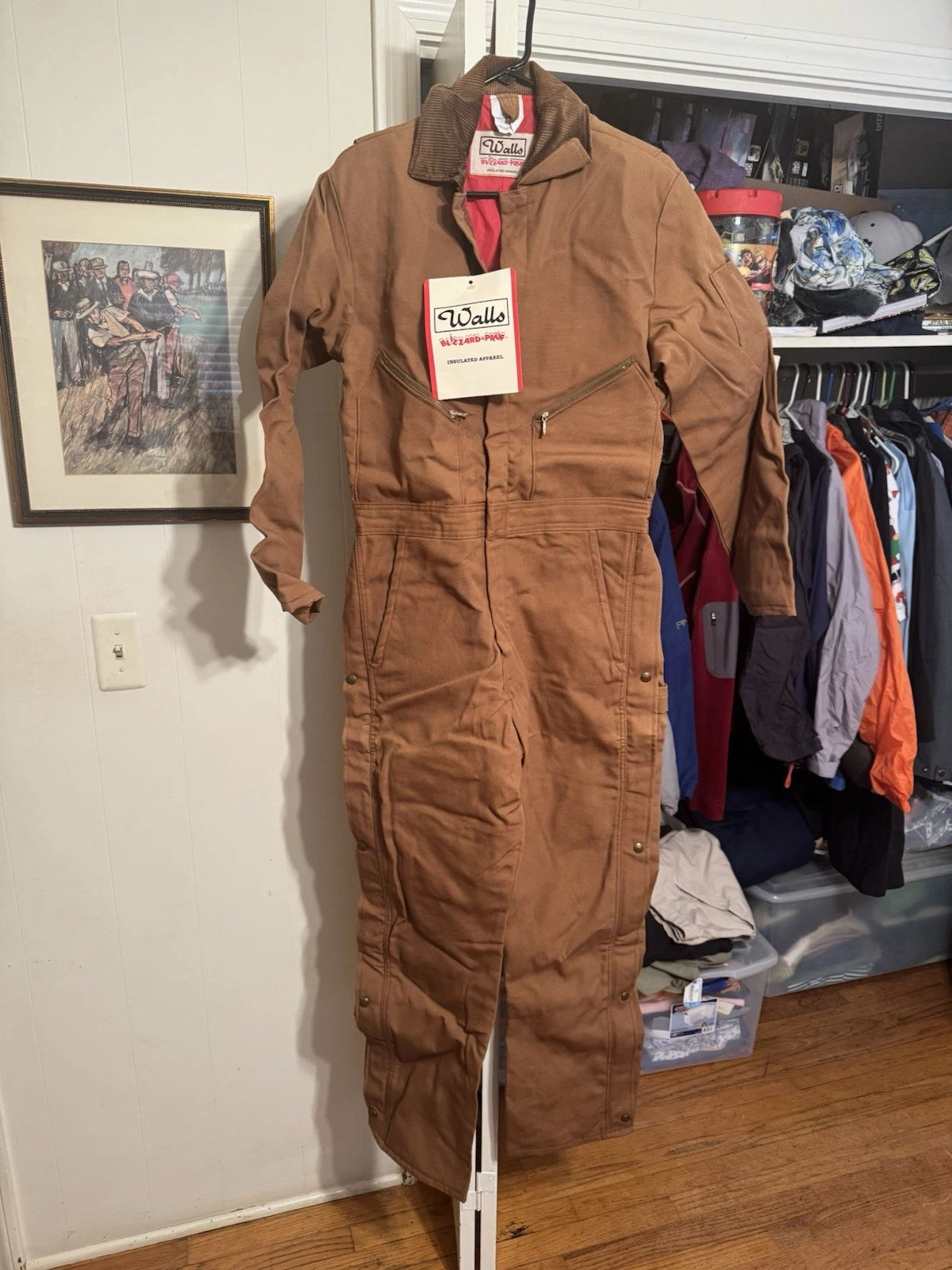 NWT Walls WORK WEAR Size S Overalls Bibs Workwear Outdoor Brown Chest 34-36