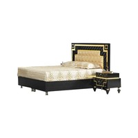 Schwarze Schlafzimmer Garnitur Designer Bettgestell 2X Nachttische 3Tlg
