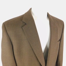 Jos A Bank Men Brown Plaid Blazer Sport Coat 2 Button Wool Sz 46R