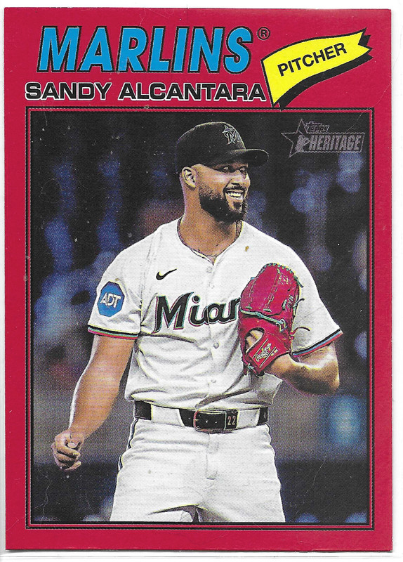 2026 TOPPS HERITAGE RED BORDER #76 SANDY ALCANTARA - MIAMI MARLINS