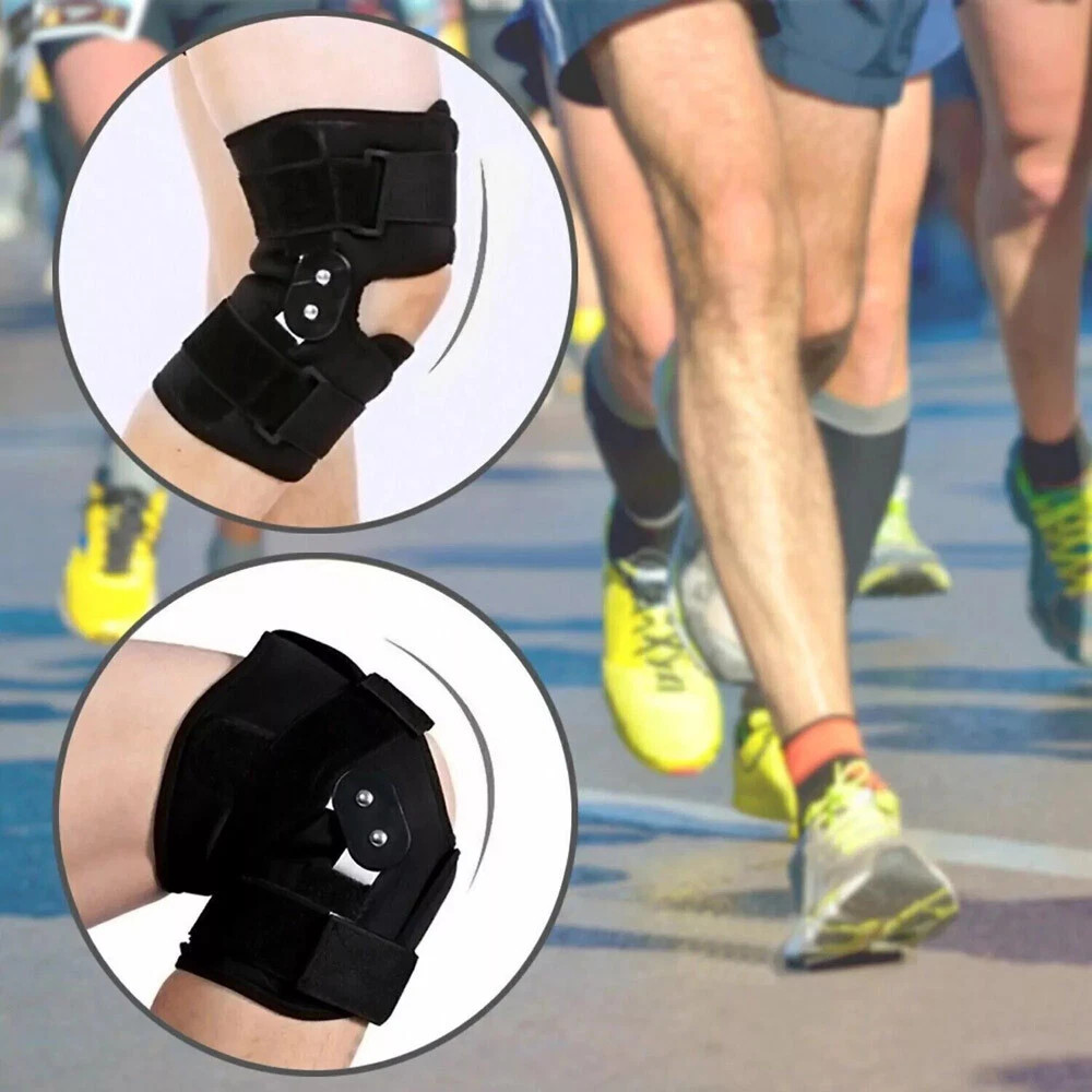 Knee Brace Compression Sleeve Hinged Joint Support Open Patella Stabilizer Wrap