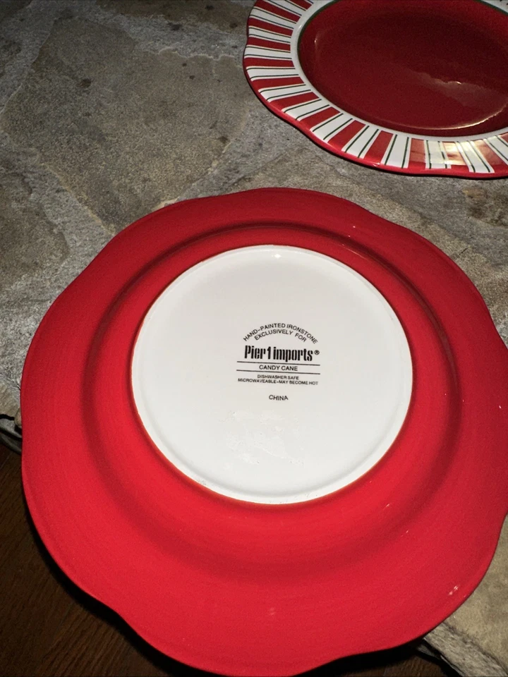 6 platos de caña de caramelo Pier 1 Importaciones ensalada postre descontinuado vacaciones de Navidad Foto 4 de 4