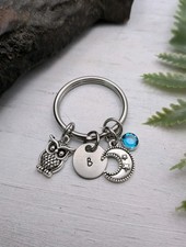 Custom Owl Keychain / Owl Gifts / Moon Keychain