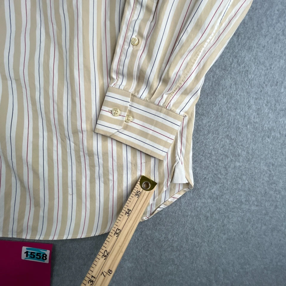 Pal Zileri Shirt  17 Beige Striped Casual Made In Italy Button Up Long Sleeve - Image 3 of 4