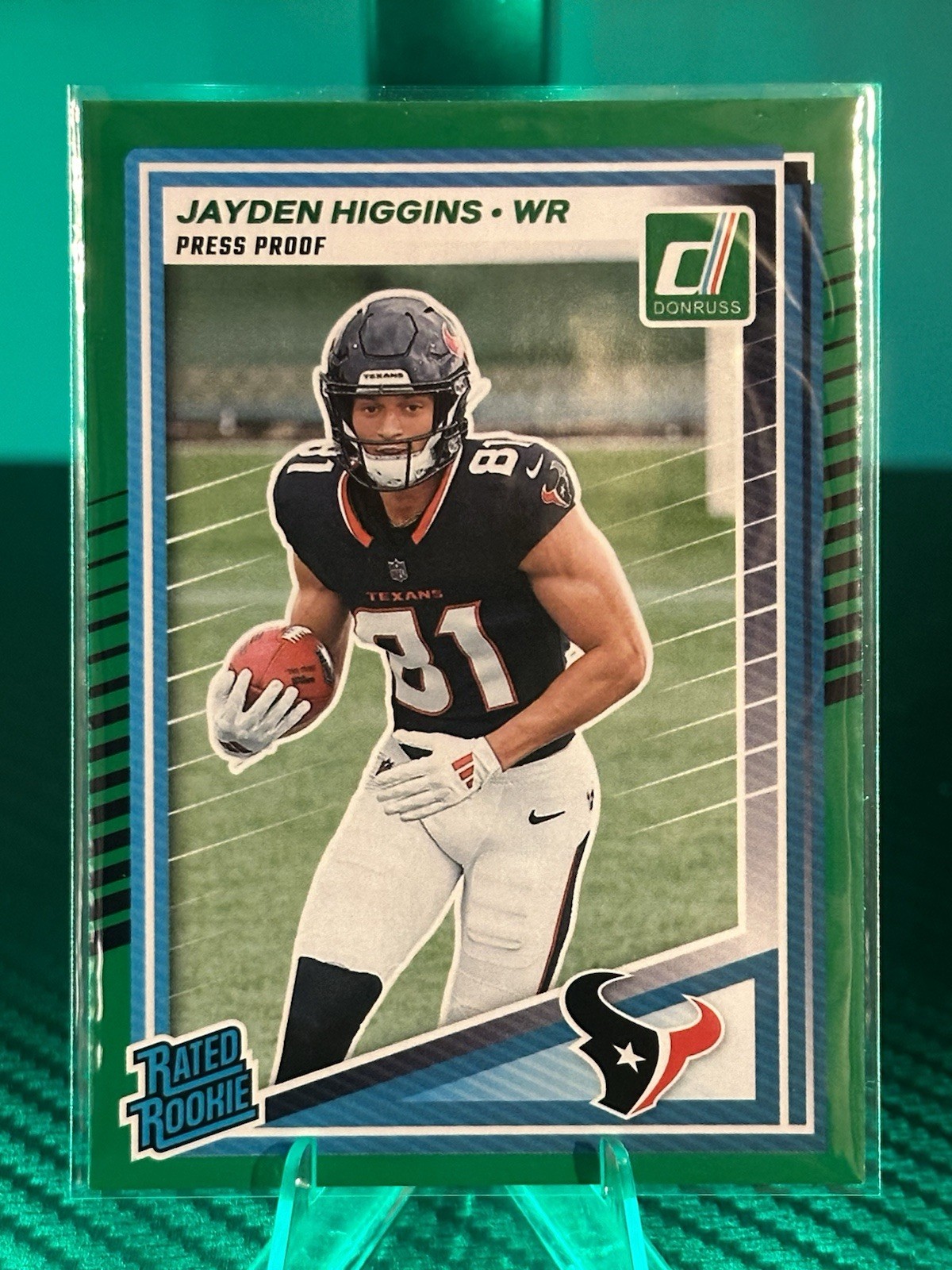 2025 Panini Donruss - Rated Rookie Jayden Higgins #334 Press Proof Green (RC)