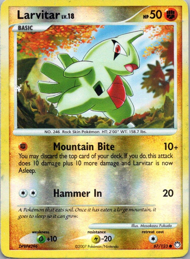 Pokemon TCG Larvitar 87/123 Mysterious Treasures Rev Holo NM