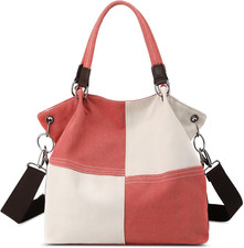 Donna Borsa a Tracolla Colore a Contrasto Borsa a Mano Borsa a Spalla Tela Borsa