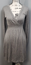Kersh Essentials Wrap Dress Womens Small Gray Rayon Stretch Long Sleeve V-Neck