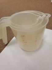 3-Piece Handled Spout Nesting Plastic Measuring Cups Set, Sheer, 1, 2, & 4 cups