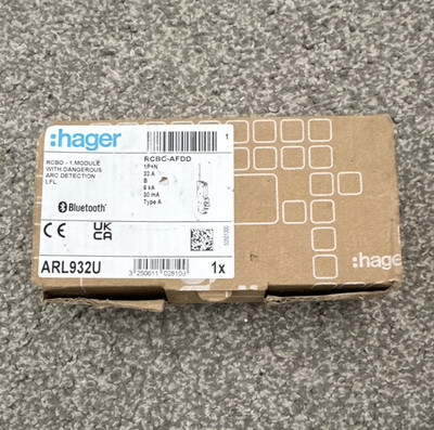 Hager ARL932U AFDD RCBO 1P+N 32A Typ A 30mA Bluetooth DIN IP20