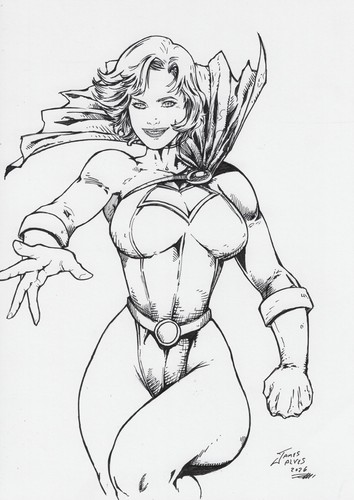 💥Power Girl (09"x12") original comic art by James Alves - TramaStudio💥
