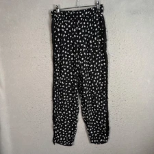 & Other Stories Womens Size 2 Black Floral Fringe Trim Straight Leg Pants